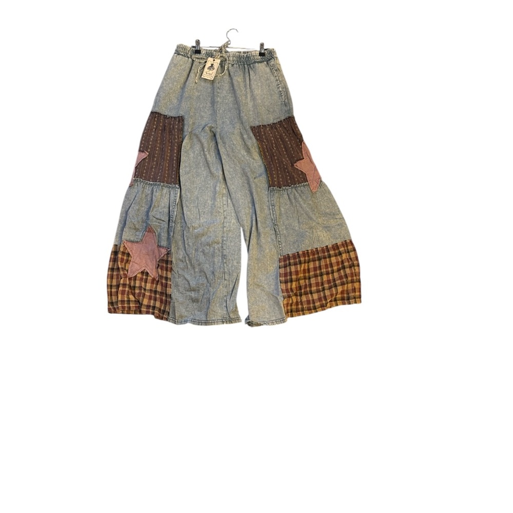 Easel Wide Leg Pants with Patchwork Design - Picture 9 of 9